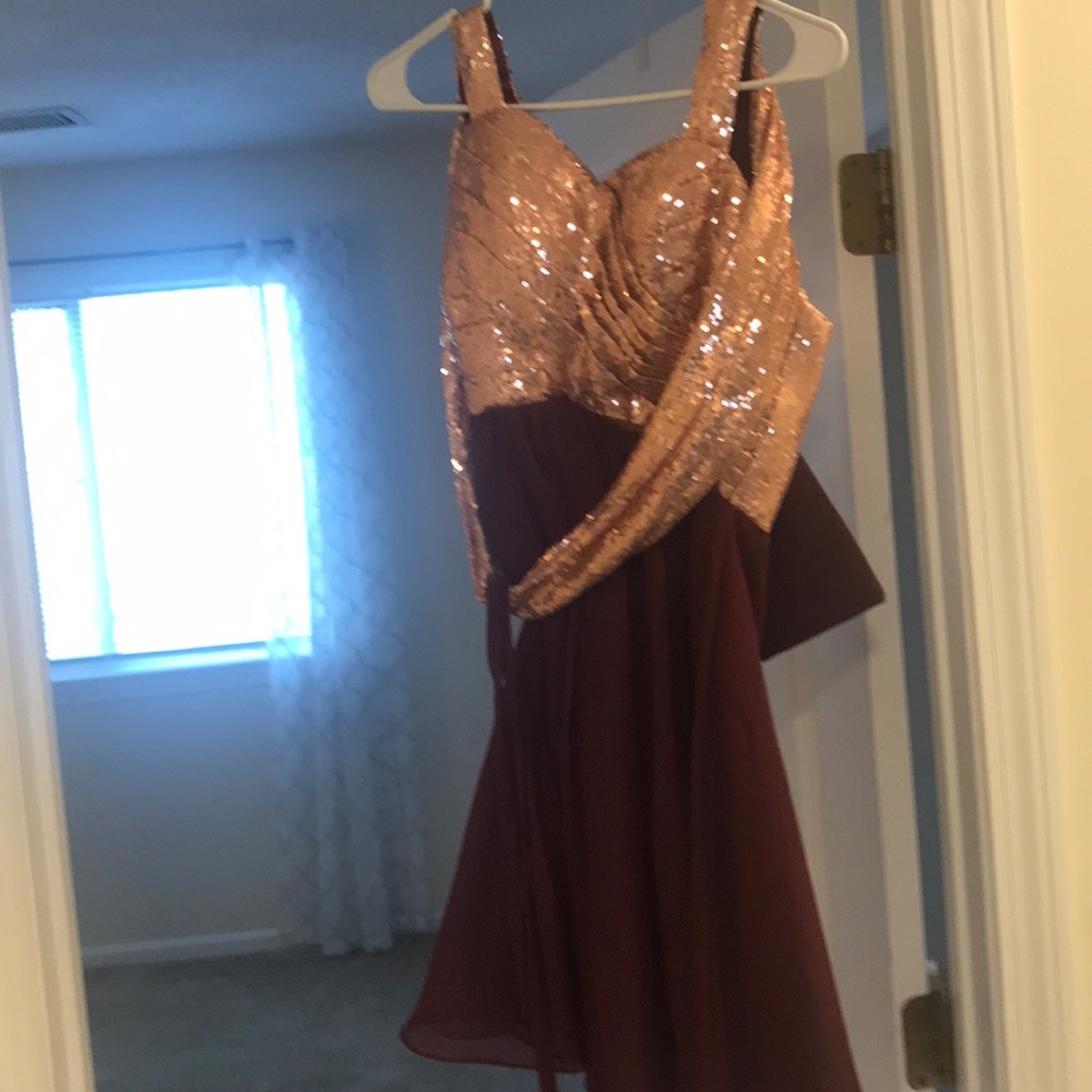Rose gold and burgundy dress never worn